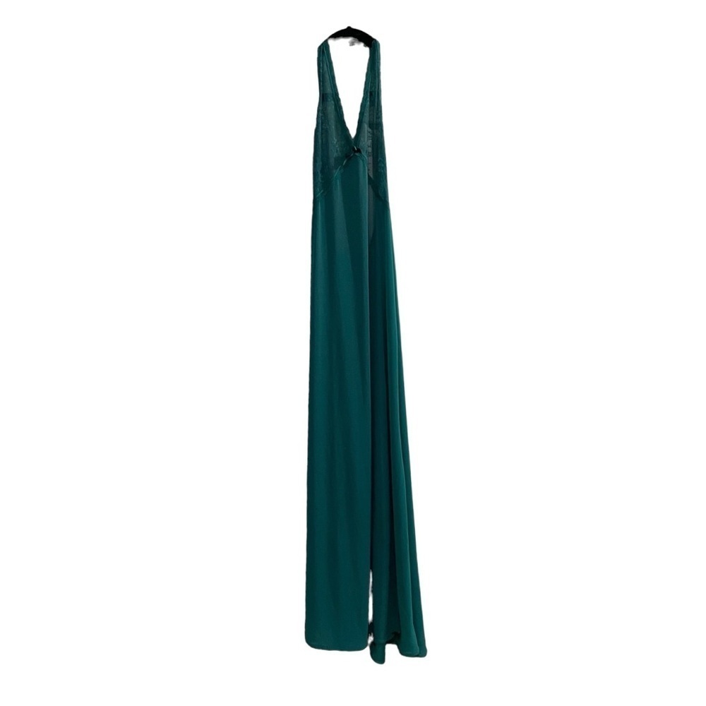 Vintage Halter Lace Long Semi-Sheer Long Nightgown Green XS - Picture 2 of 9